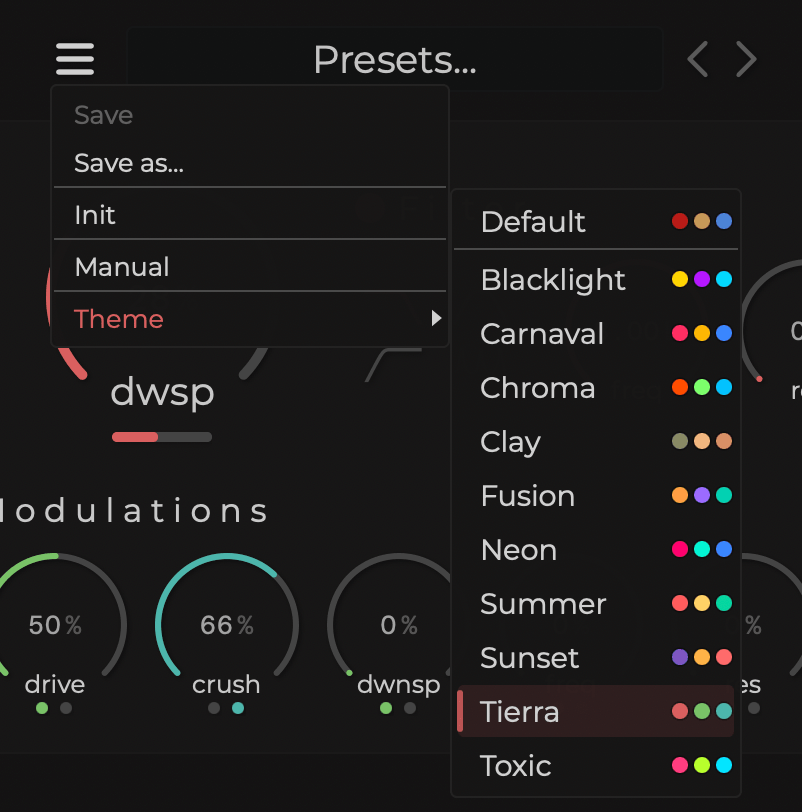 Theme menu placeholder