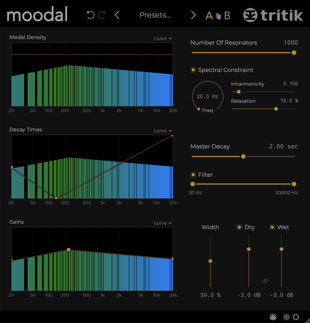 Tritik Moodal resonator plugin User interface
