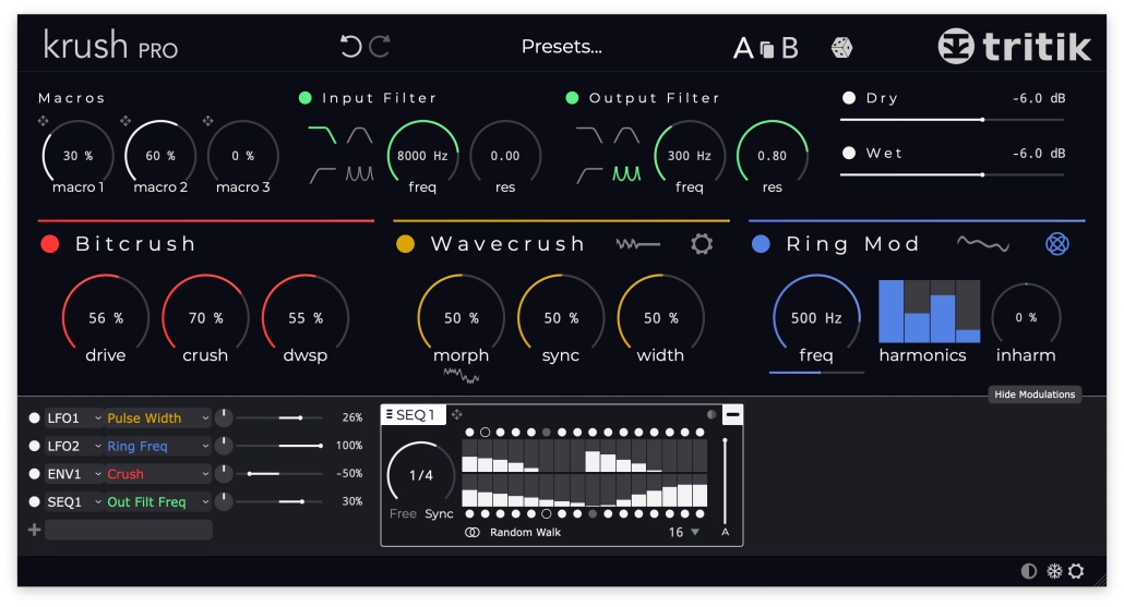 Krush Pro Bitcrusher plugin KrushPro plugin interface.